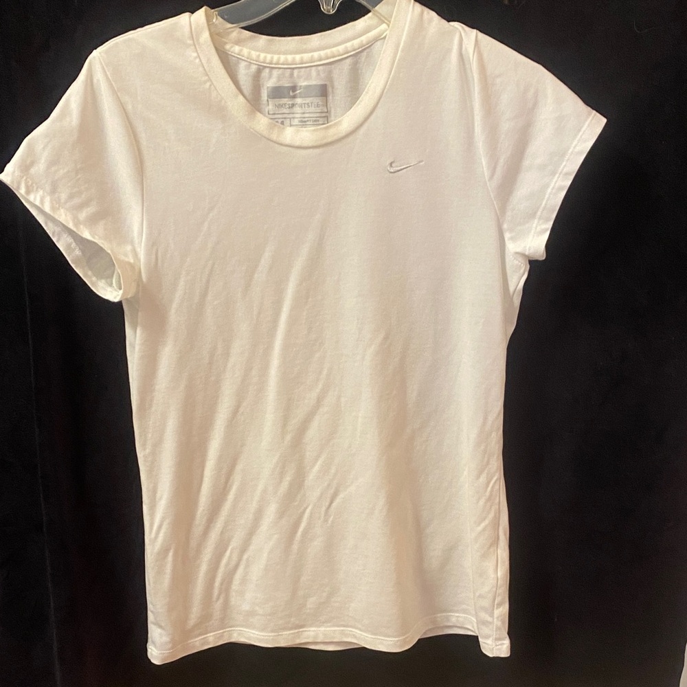 Nike Women’s White Short Sleeve Crew Tee with Mini Swoosh